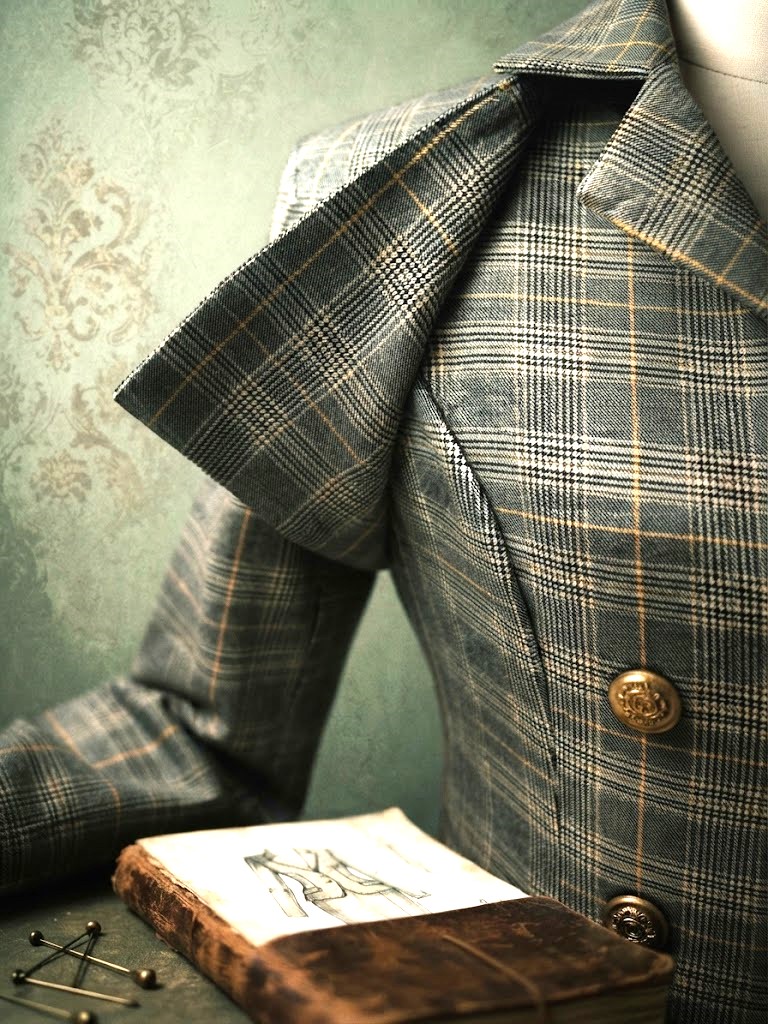 Palton Elegant în Carouri cu Dublă Rânduire de Nasturi S — Photo 4